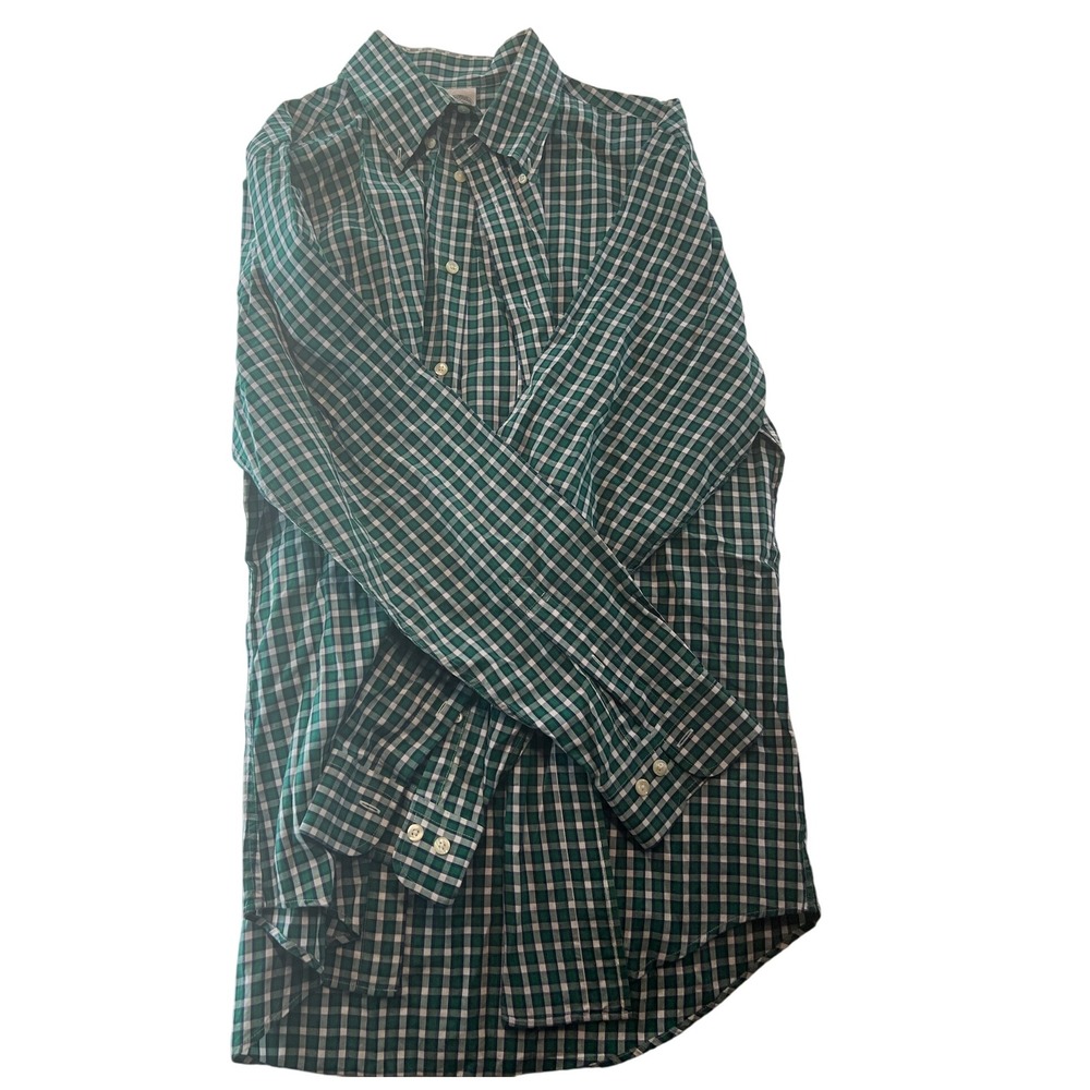 Artefact Easy Care Dress Shirt Teal Green Gingham Checkered Mens Slim M‎
